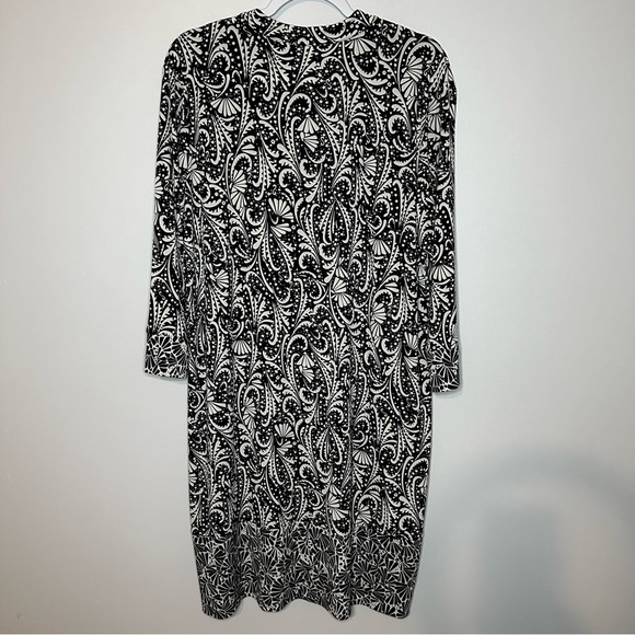 Chico’s‎ Liquid Knit Midi Dress 3/4 Sleeve Scoop Neck Black White Sz 3 XL - Picture 7 of 10